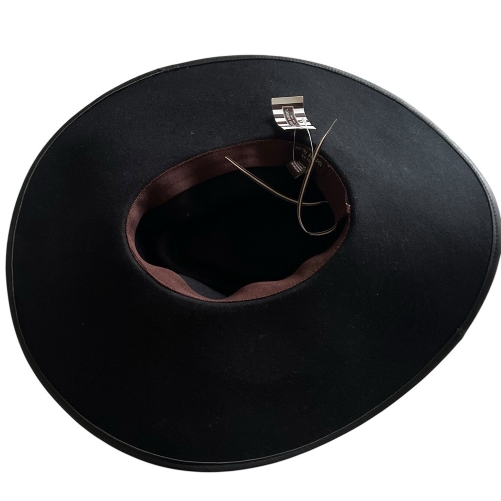 Henri Bendel Black Hazel Wide Brim 100% Wool Hat NWT One Size - Picture 4 of 8